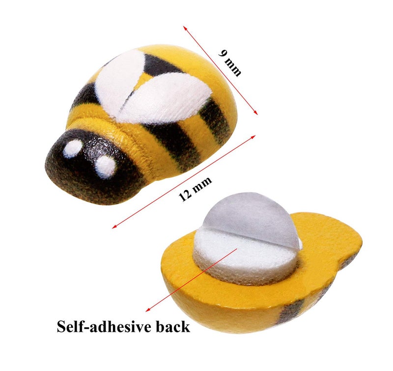 Penta Angel Tiny Wooden Bee Embellishments 50Pcs Self-Adhesive Painted Flatback Wood Bumble Bee Pieces for Scrapbooking Decoration and Craft DIY - Image 2