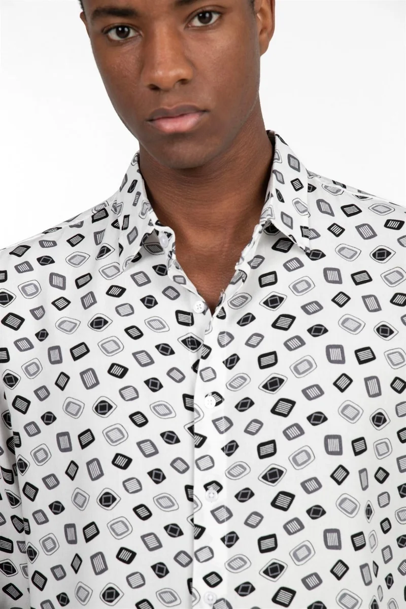 تودورس Slim Fit Slim Fit Long Sleeve Printed Pattern Viscose Tencel Sports Men's Shirt - 10