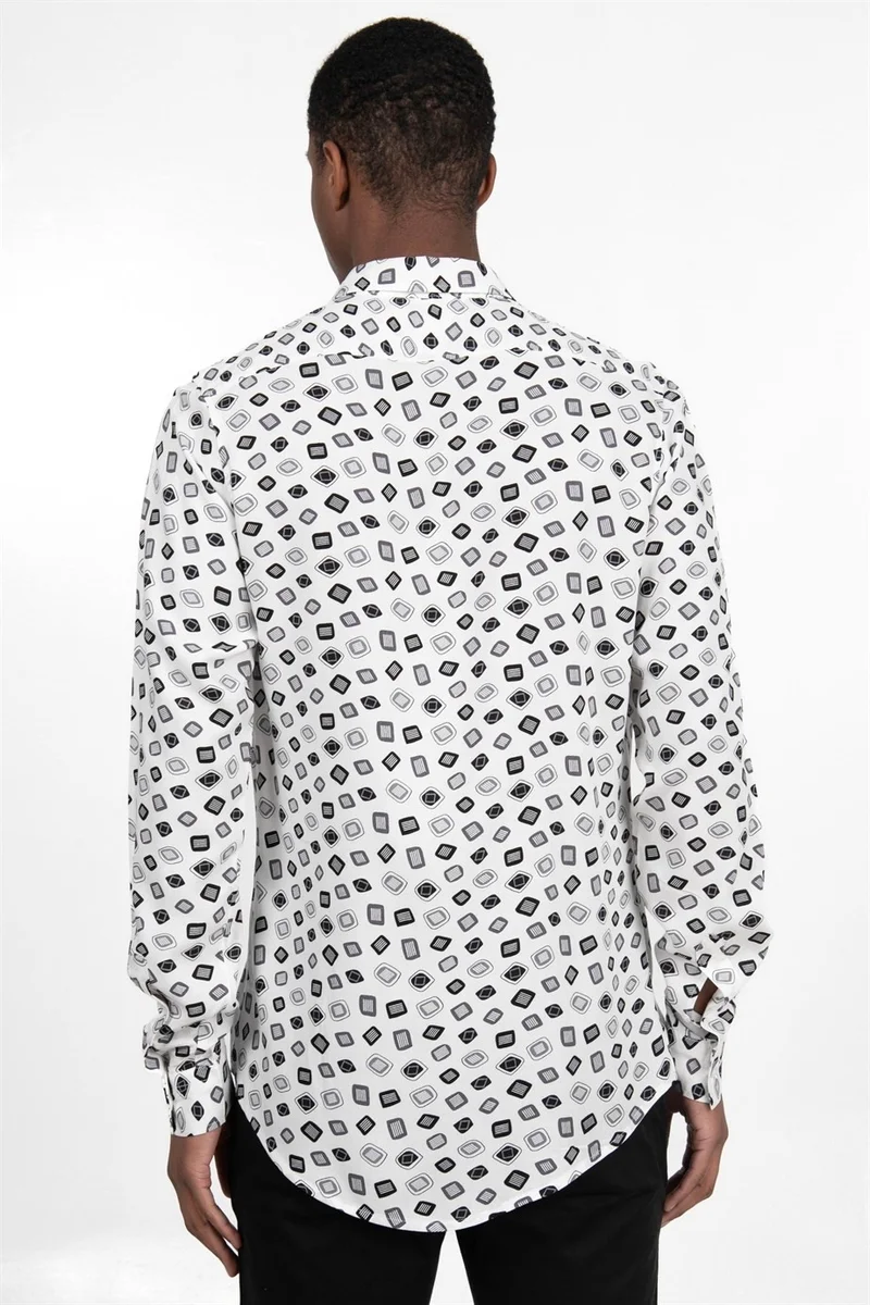 تودورس Slim Fit Slim Fit Long Sleeve Printed Pattern Viscose Tencel Sports Men's Shirt - 10
