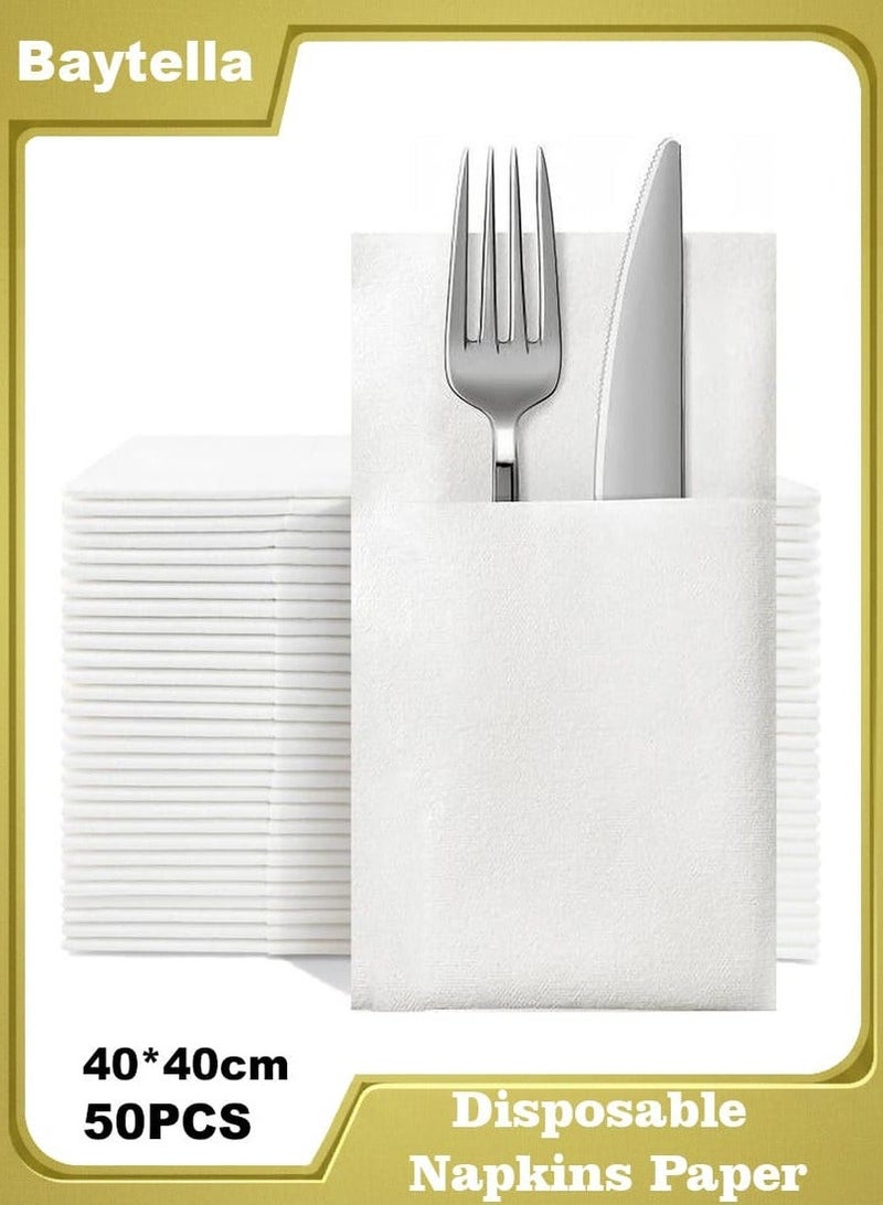 baytella Disposable Paper Dinner Napkins 50PCS Prefolded Party Napkins for Wedding Birthday Event Everyday Use Home Dining - Image 1