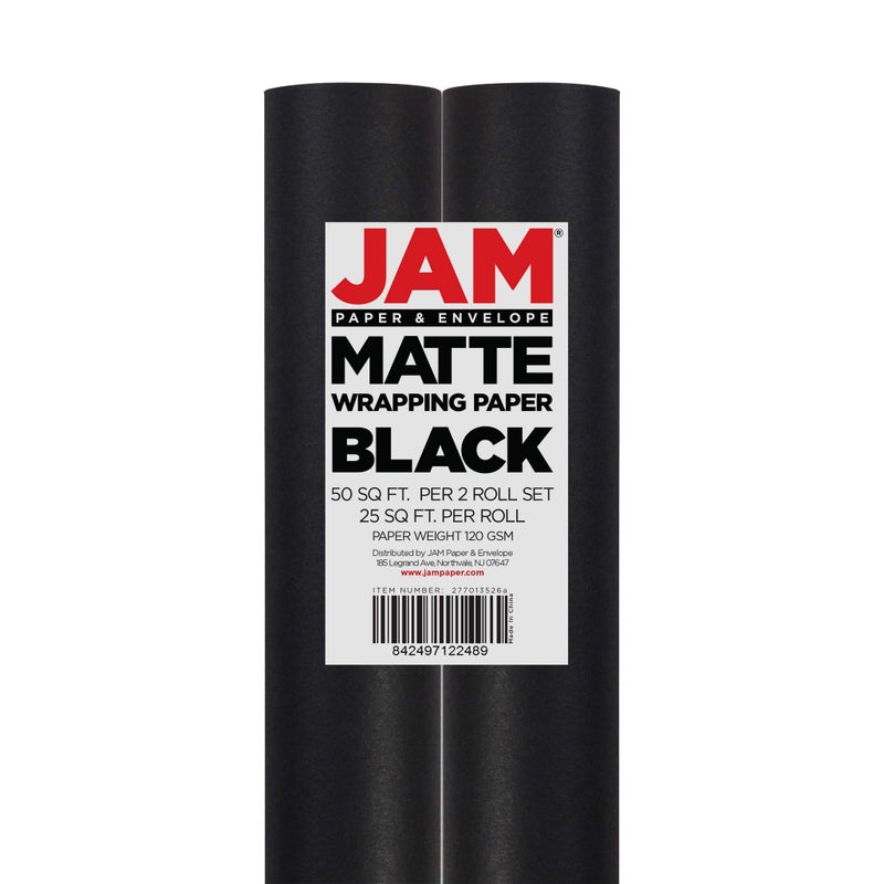 JAM Paper Gift Wrap - Matte Wrapping Paper - 50 Sq Ft Total (30 in x 10 Ft Each) - Matte Black - 2 Rolls/Pack - Image 4