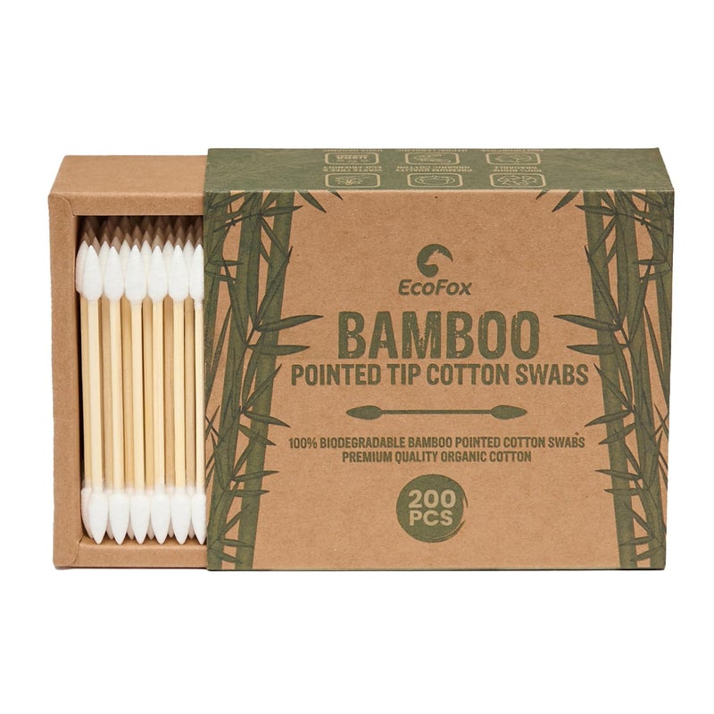 Precision Tip Cotton Swabs 200 Count Organic Biodegradable Pointed Cotton Buds 100 EcoFriendly Natural Perfect for Nails Makeup Fine Cleaning Arts Crafts