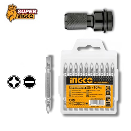 Ingco 1/2" Cordless Impact Wrench Kit, 400 N.m, 2 x 2.0 Ah Batteries, 10-Piece Socket Set, LED Work Light, 10-Piece Screwdriver bit - Image 5