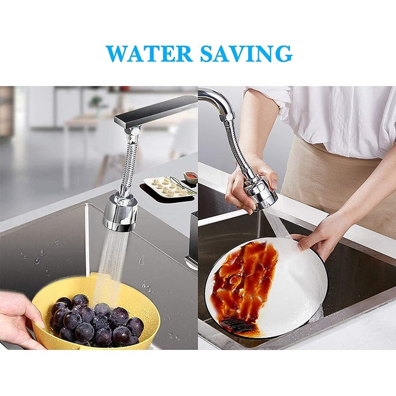 KRIVETY Movable Kitchen Faucet 360 Rotatable Universal Filter Nozzle Sprayer Head Replacement for SplashProof Water Swivel Adapter Spray Saving Aerator Double Mode Bathroom Sink Pack of 2 - Image 3