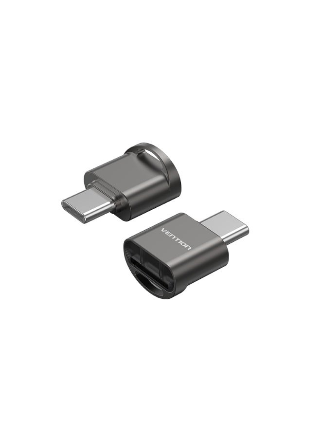 فينشن قارئ بطاقات MicroSD من نوع USB 2.0 Type-C بلون رمادي مصنوع من سبيكة الزنك، النموذج رقم CLMH0 - Image 1