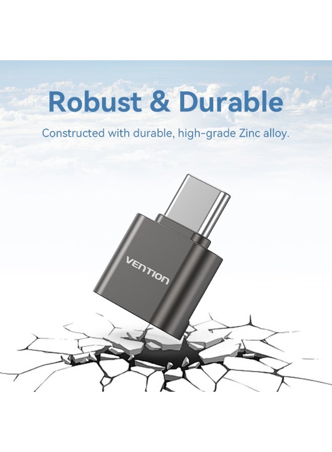 فينشن قارئ بطاقات MicroSD من نوع USB 2.0 Type-C بلون رمادي مصنوع من سبيكة الزنك، النموذج رقم CLMH0 - Image 4