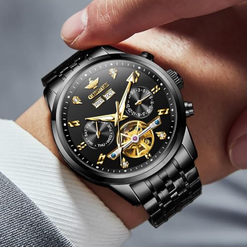 OUPINKE Men Skeleton Watch Automatic Mechanical Luxury Dress Waterproof Sapphire Crystal Wrist Watches for Men - Image 3