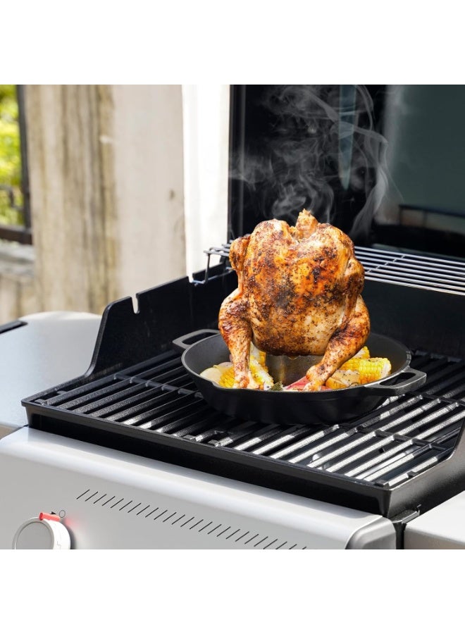 Universal Cast Iron Chicken Roaster – Pre-Seasoned Vertical Poultry Roaster with Drip Pan, Handles & Rack | Oven & Grill Safe Chicken and Turkey Roaster for Juicy, Tender, Flavorful Meat - Image 2