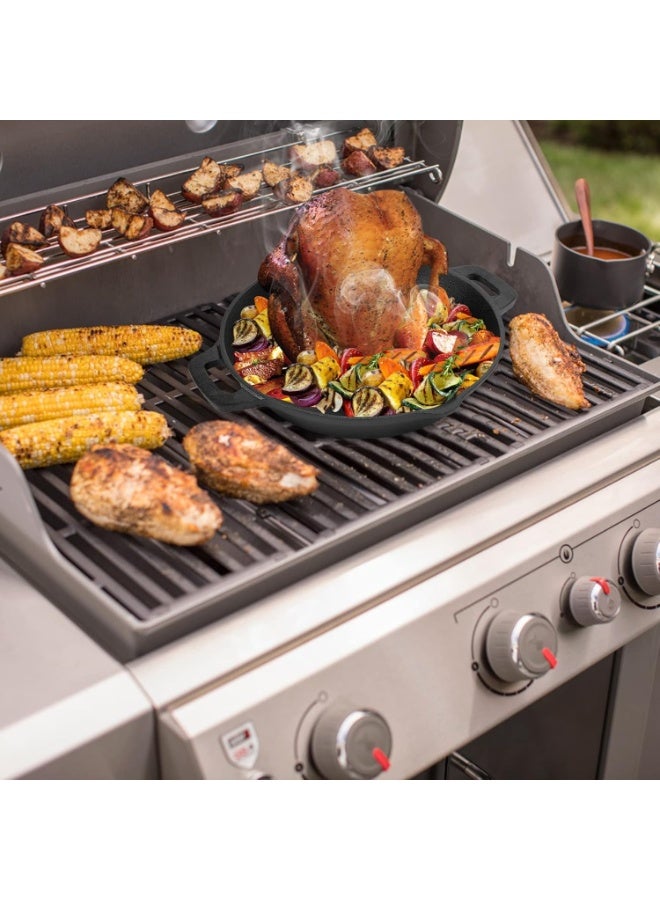 Universal Cast Iron Chicken Roaster – Pre-Seasoned Vertical Poultry Roaster with Drip Pan, Handles & Rack | Oven & Grill Safe Chicken and Turkey Roaster for Juicy, Tender, Flavorful Meat - Image 4