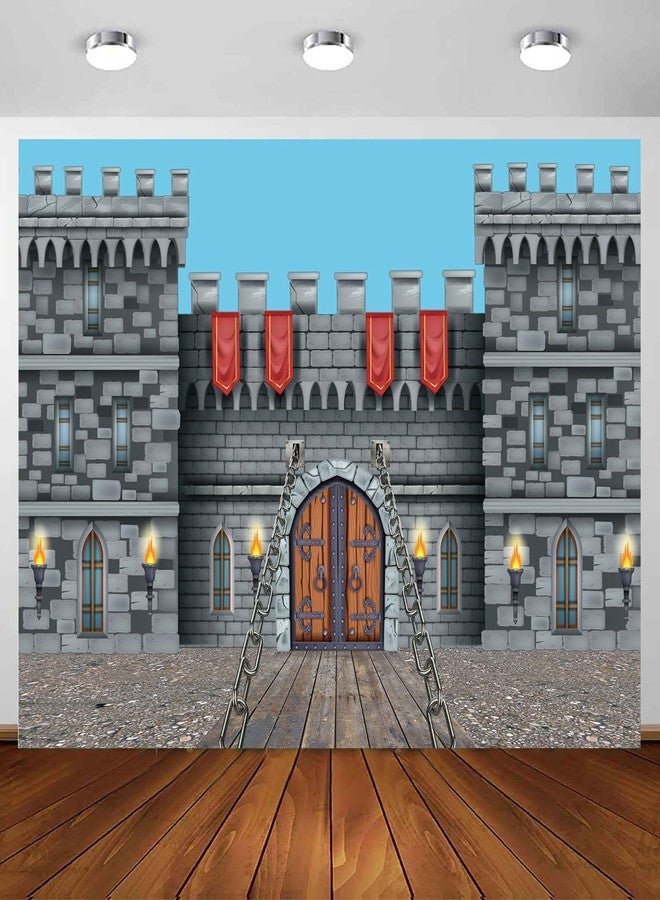 MERCHR 7x5ft Knight Castle Backdrop Banner Polyester Backdrop Banner for Photo Shoot Birthday Party - Image 1