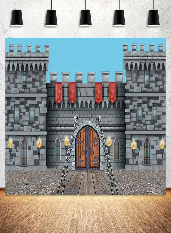 MERCHR 7x5ft Knight Castle Backdrop Banner Polyester Backdrop Banner for Photo Shoot Birthday Party - Image 3