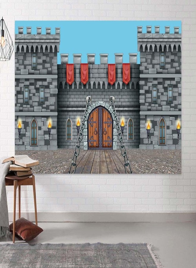 MERCHR 7x5ft Knight Castle Backdrop Banner Polyester Backdrop Banner for Photo Shoot Birthday Party - Image 4