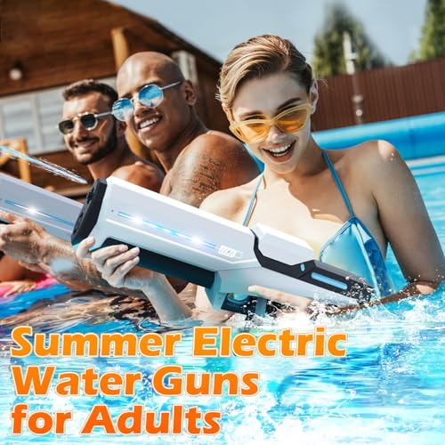 Skirfy Electric Water Gun for Adults KidsBatteryPowered Squirt Toy with Tank LED LightStrongest Auto Water BlasterSummer Outdoor Beach PlayPool Garden Fun for Kids Age 8 9 10 - Image 5