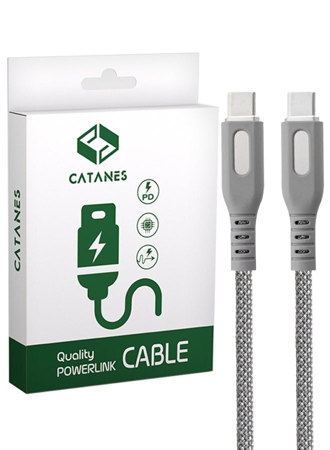 CATANES USB-C to USB-C Magnetic Charging Cable (1M) - PD Fast Charge, Detachable & Tangle-Free Design - Light Grey - Image 1