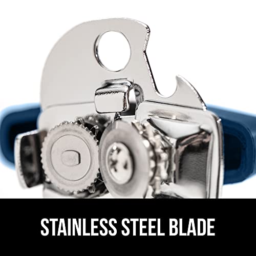 GORILLA GRIP Heavy Duty Stainless Steel Smooth Edge Manual Can Opener and Bottle Openers, Soft Comfortable Handle, Oversized Handheld Turn Knob, US Designed Multifunctional Kitchen Tool, Blue - Image 3