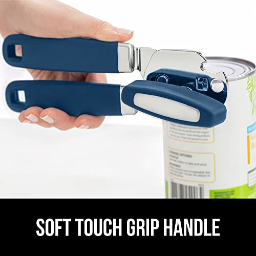 GORILLA GRIP Heavy Duty Stainless Steel Smooth Edge Manual Can Opener and Bottle Openers, Soft Comfortable Handle, Oversized Handheld Turn Knob, US Designed Multifunctional Kitchen Tool, Blue - Image 5