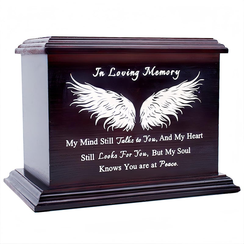 JOYSPARKING Wooden Urns for Ashes Urns for Human Ashes Decorative Urns for Men Women Urns for Adult Ashes Funeral Urns, Wooden Urns Box and Casket-Wing - Image 1