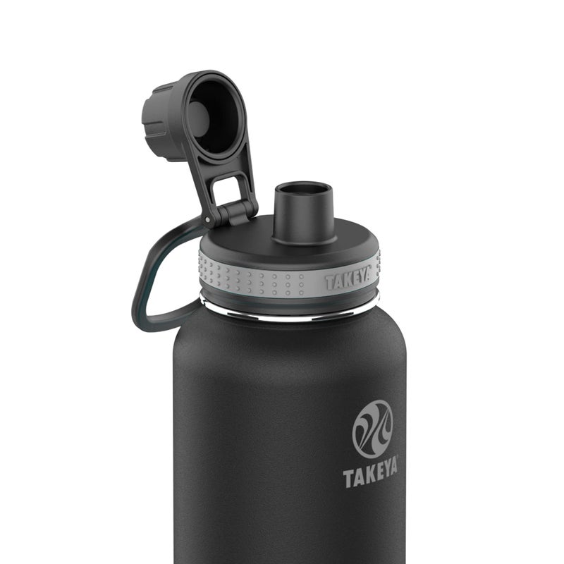 Takeya Originals 40 oz Vacuum Insulated Stainless Steel Water Bottle with Straw Lid, Black - Image 2