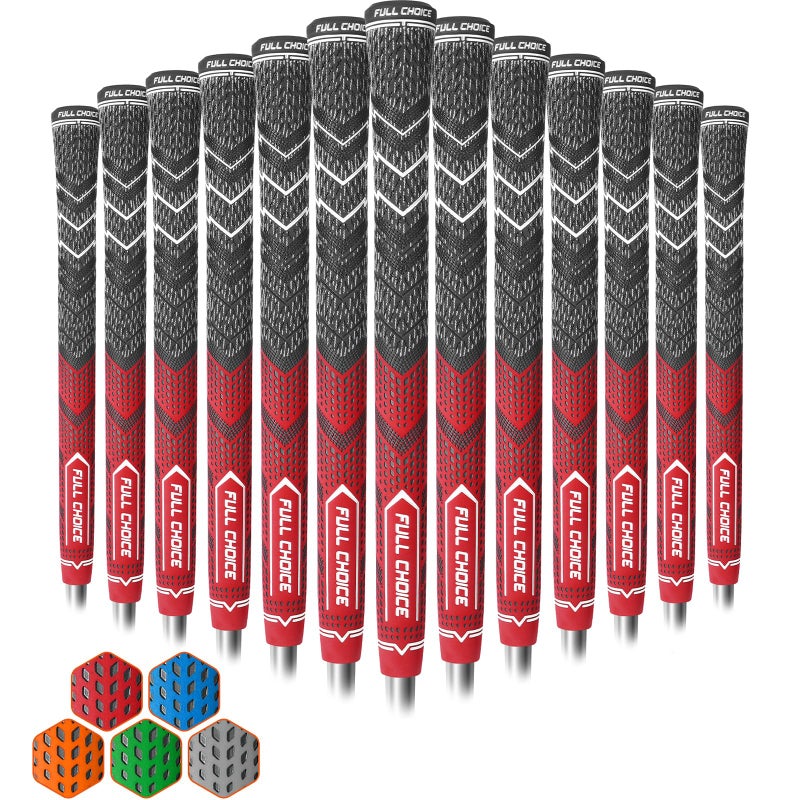 Full Choice Cross Corded Midsize Golf Grips 13 Pack Low Taper Design Multicompound Hybrid Golf Club Grips Fathers Day Golf Gifts for Dad Red CG01 Series - Image 2