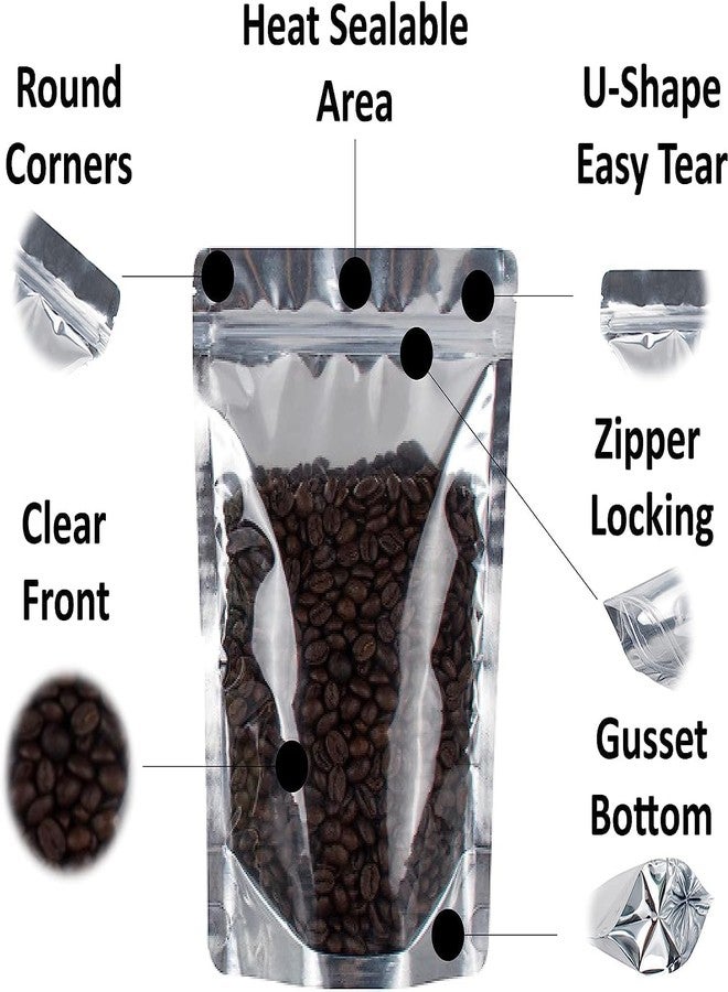TACKYTRAP Transparent Front Silver Back Standup Zipper Pouch | Reusable LDPE Zip Lock Bag for Food Storage Product Packaging | 5x8 Inch 250gm Capacity (20 Pcs) - Image 3