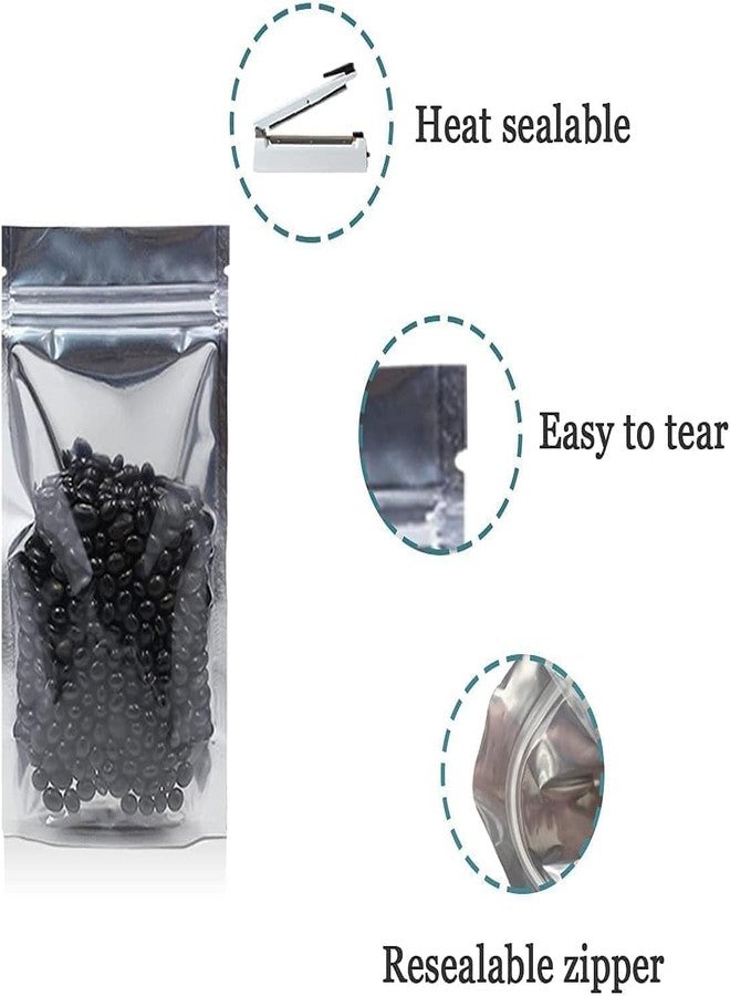 TACKYTRAP Transparent Front Silver Back Standup Zipper Pouch | Reusable LDPE Zip Lock Bag for Food Storage Product Packaging | 5x8 Inch 250gm Capacity (20 Pcs) - Image 5