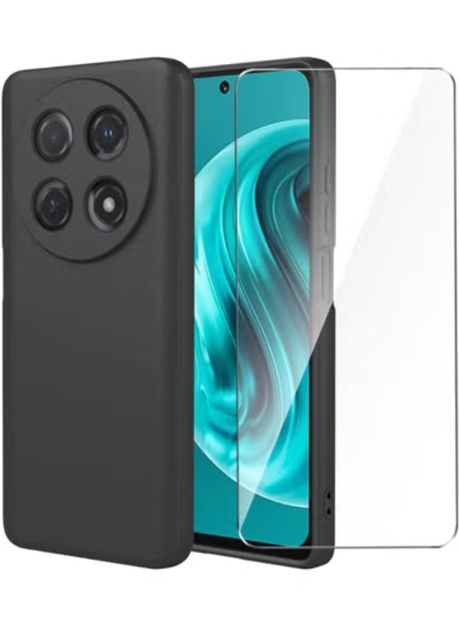 JAJEEK Protective Case for Huawei Nova 12i with Tempered Glass, Soft Silicone TPU Shockproof Bumper Cover, Anti-Scratch Design for 6.7-Inch Display – Black - Image 1