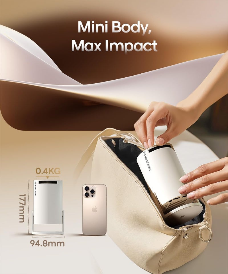 MAGCUBIC بروجكتور ميني Magcubic 2025 HY300PRO المطور مع واي فاي وبلوتوث، بروجكتور محمول يدعم 4K، ضبط تلقائي للزاوية، دوران 180 درجة، بروجكتور ذكي للاستخدام المنزلي والخارجي أندرويد 14 - Image 3