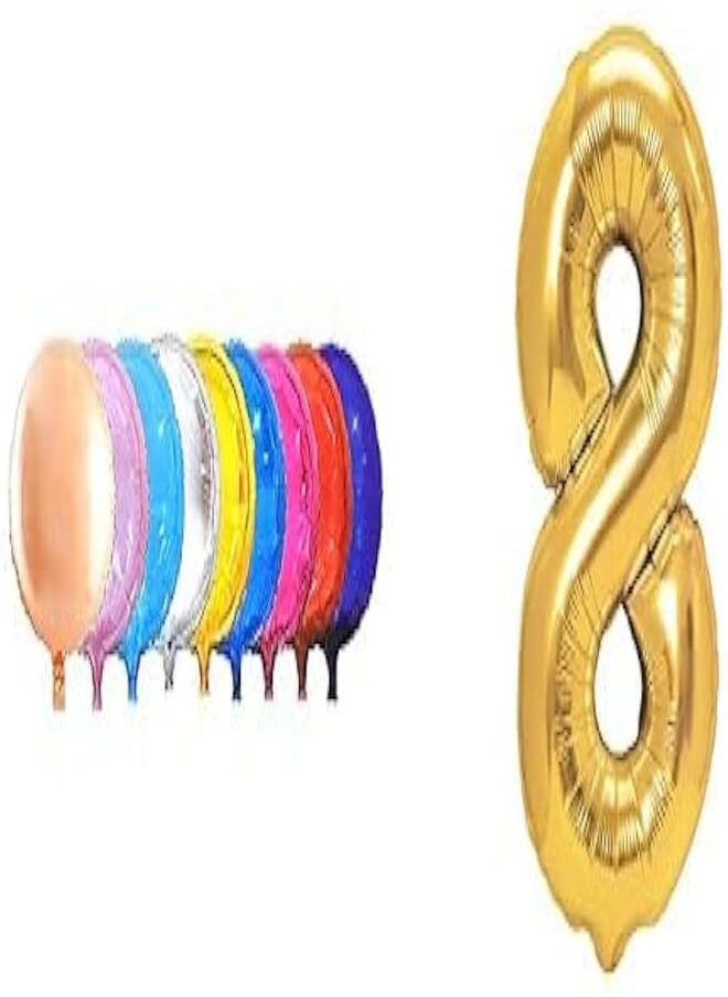 Generic - Foil large balloon with number eight design for party and birthday 32 inch - gold - Image 1