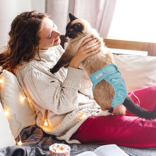 Langsprit Reusable Cat Diapers for Female and Male Cats,Washable Cat Kitten Incontinence Diapers for Male Cats Spraying,Pet Kitty Diapers for Small Medium Large Size (Large Waist Range 16-18 inches) - Image 5