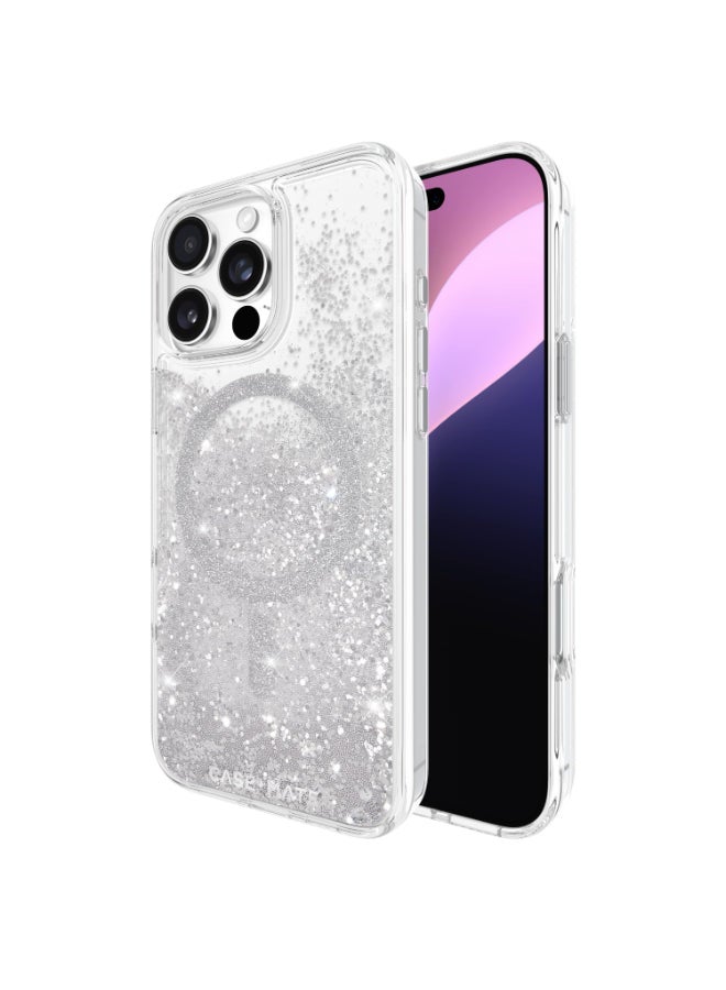 CASE-MATE Waterfall Case w/ Magsafe for Apple iPhone 16 Pro Max 6.9" 2024| 12-Ft Drop Protection w/ Anti-Scratch Anti Yellowing Coating, Raised Edges, Fashion Case, Wireless Charging - White Silver - Image 4