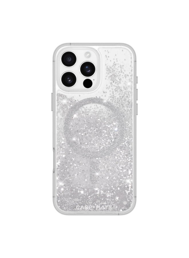 CASE-MATE Waterfall Case w/ Magsafe for Apple iPhone 16 Pro Max 6.9" 2024| 12-Ft Drop Protection w/ Anti-Scratch Anti Yellowing Coating, Raised Edges, Fashion Case, Wireless Charging - White Silver - Image 1