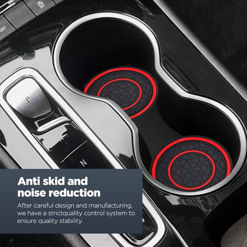 SUJADE 2 PCS Car Cup Holder Coaster - Red - Image 3