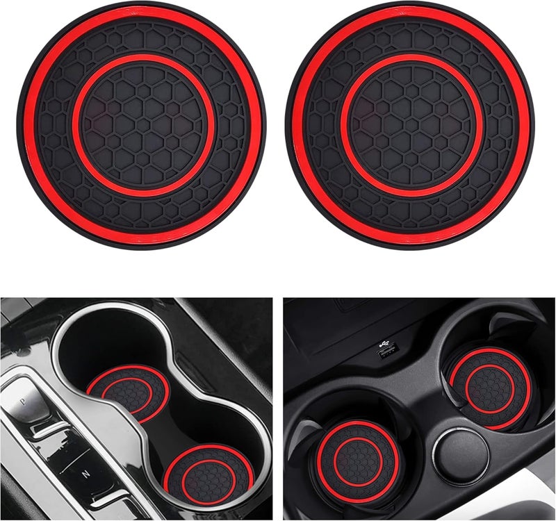 SUJADE 2 PCS Car Cup Holder Coaster - Red - Image 1