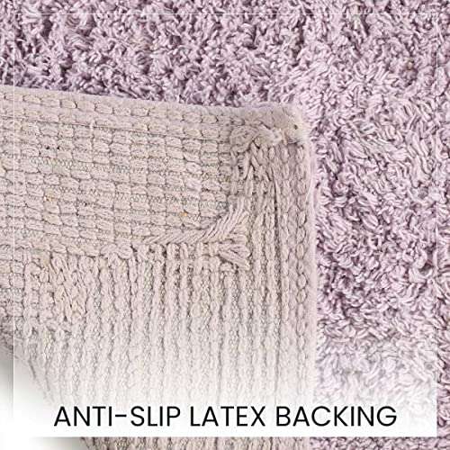 SASHAA WORLD Solid Anti-Skid Cotton Bathmat and Contour Set for Bathroom, Ultra Soft & Absorbent, Tufted Weave, Anti-Slip Latex Backing, Includes Contour & Rectangle Mat, 50X80cm, Lilac Pack of 2 - Image 3