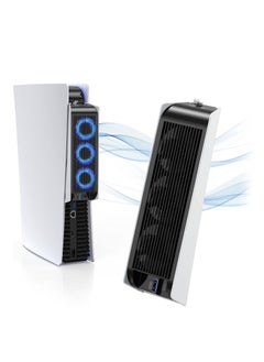 Cooling Accessories for PS5, Horizontal Cooling Fan for PS5, Upgraded Quiet Cooler Fan with LED Light and USB3.0 Hubs, for PS5 Disc and Digital Edition