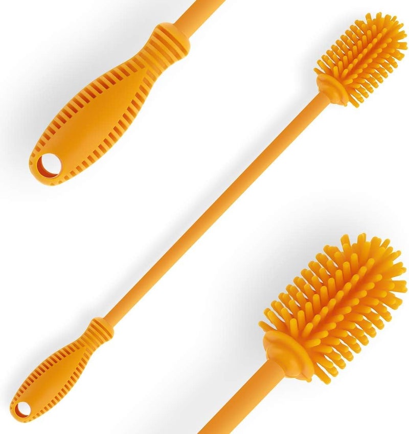 ddLUCK Silicone Bottle Cleaning Brush with Long Handle,12.5" Water Bottle Cleaner for Baby Bottles, Hydro Flask, Sports Bottle, Vase, Glassware, Perfect for Smaller Diameter Bottle Openings (One Pack) - Image 1