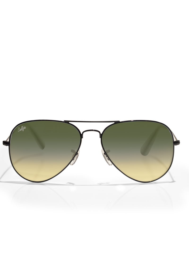selfie Selfie Aviator Green Black Metal Frame with  Sunglasses, SE3025-023  - Image 1
