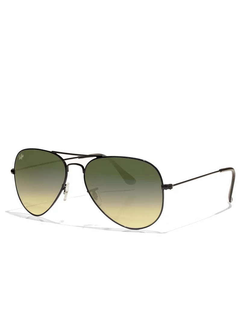 سيلفي Selfie Aviator Green Black Metal Frame with  Sunglasses, SE3025-023