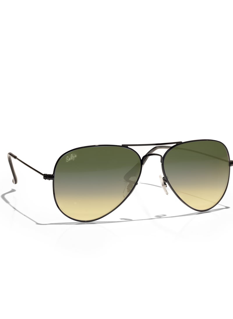 selfie Selfie Aviator Green Black Metal Frame with  Sunglasses, SE3025-023  - Image 3