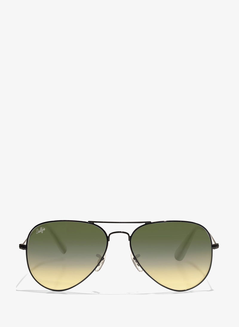 Selfie Aviator Green Black Metal Frame with  Sunglasses, SE3025-023 - Image 1