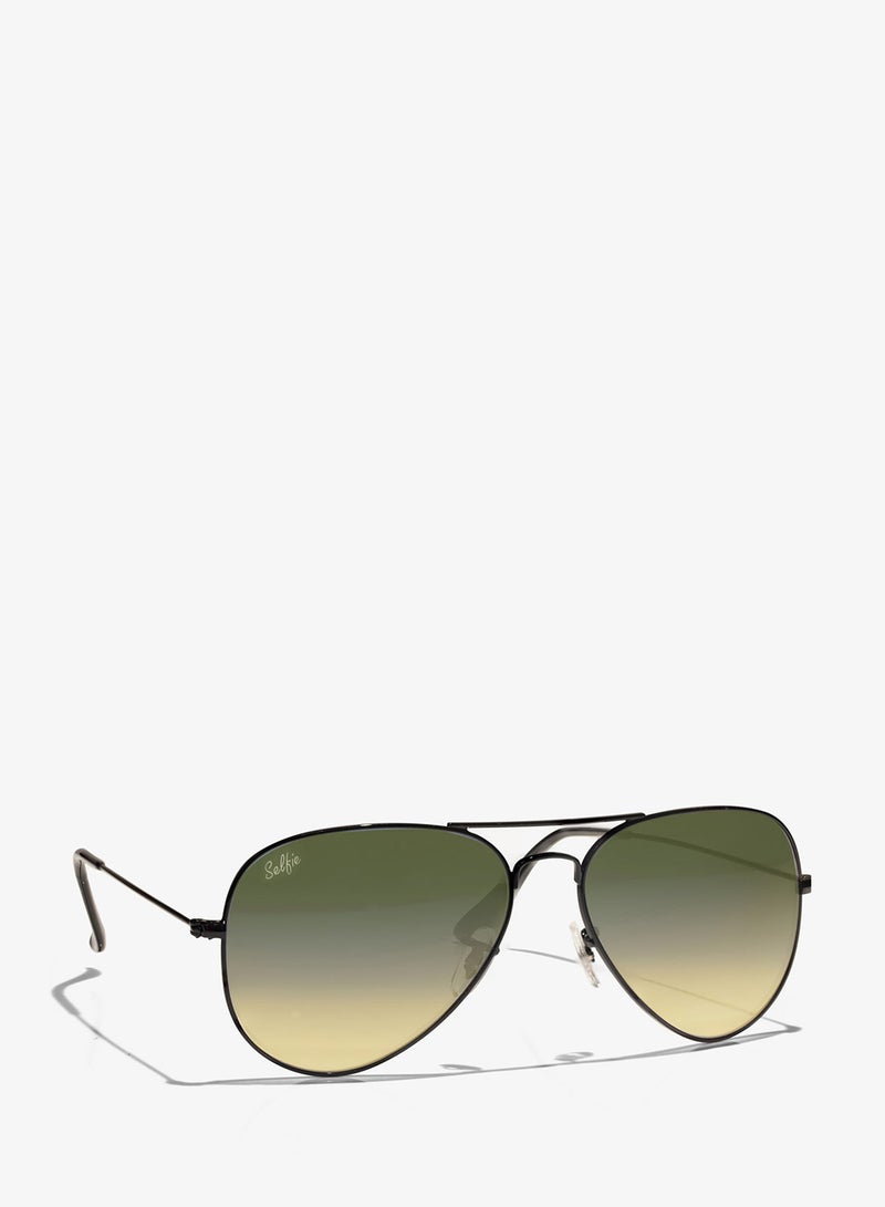 Selfie Aviator Green Black Metal Frame with  Sunglasses, SE3025-023 - Image 3