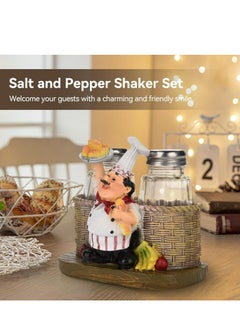 Oasisgalore Chef Figurine Salt and Pepper Shaker Set with Storage Holder - Refillable for Kitchen, BBQ, and Camping.  - Image 2