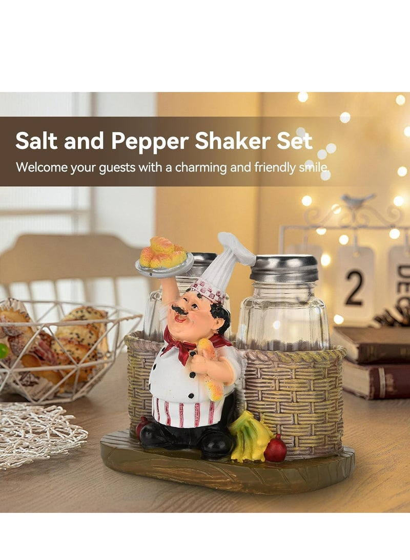 Oasisgalore Chef Figurine Salt and Pepper Shaker Set with Storage Holder - Refillable for Kitchen, BBQ, and Camping.  - Image 2