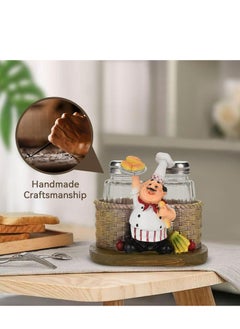Oasisgalore Chef Figurine Salt and Pepper Shaker Set with Storage Holder - Refillable for Kitchen, BBQ, and Camping.  - Image 3