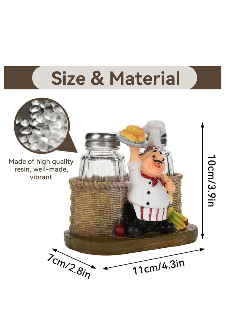 Oasisgalore Chef Figurine Salt and Pepper Shaker Set with Storage Holder - Refillable for Kitchen, BBQ, and Camping.  - Image 5