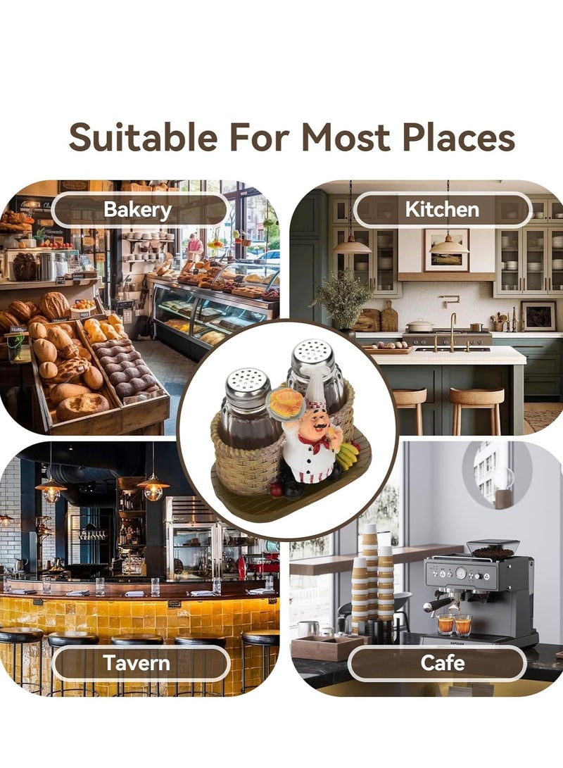 Oasisgalore Chef Figurine Salt and Pepper Shaker Set with Storage Holder - Refillable for Kitchen, BBQ, and Camping.  - Image 4
