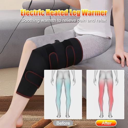 WOOLALA Heated Leg Warmer, Electric Heating Pad for Thigh & Knee & Calf Therapy Heated Knee Brace Calf Warmer for Better Circulation, Pain Relief, Adjustable Size - Image 2