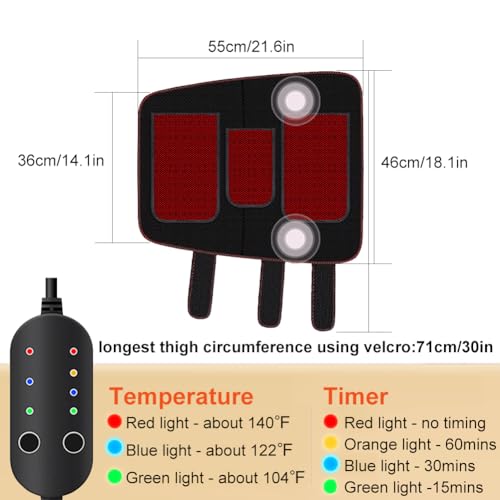 WOOLALA Heated Leg Warmer, Electric Heating Pad for Thigh & Knee & Calf Therapy Heated Knee Brace Calf Warmer for Better Circulation, Pain Relief, Adjustable Size - Image 5