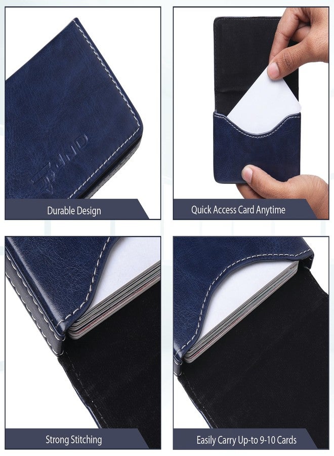 JnD Notebook Card Holder Wallet - Slim, Multi-Functional, Premium Leather, RFID Blocking, Secure Closure, Compact, Durable, Stylish (Blue) - Image 5