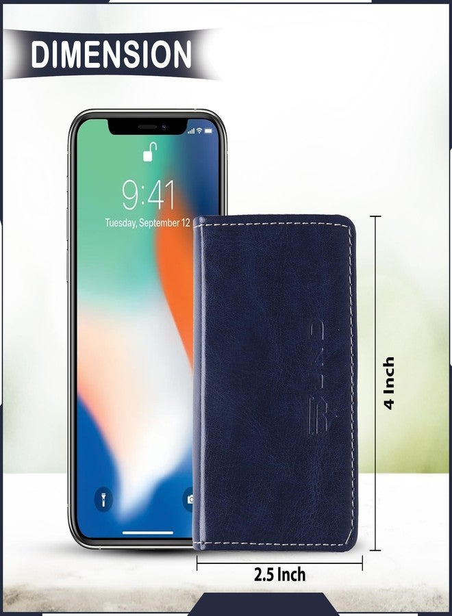 JnD Notebook Card Holder Wallet - Slim, Multi-Functional, Premium Leather, RFID Blocking, Secure Closure, Compact, Durable, Stylish (Blue) - Image 4